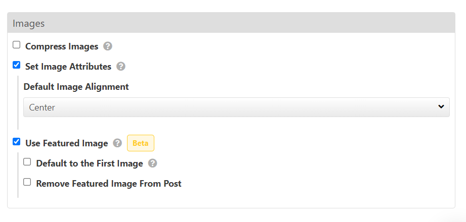 Image options in Wordable export